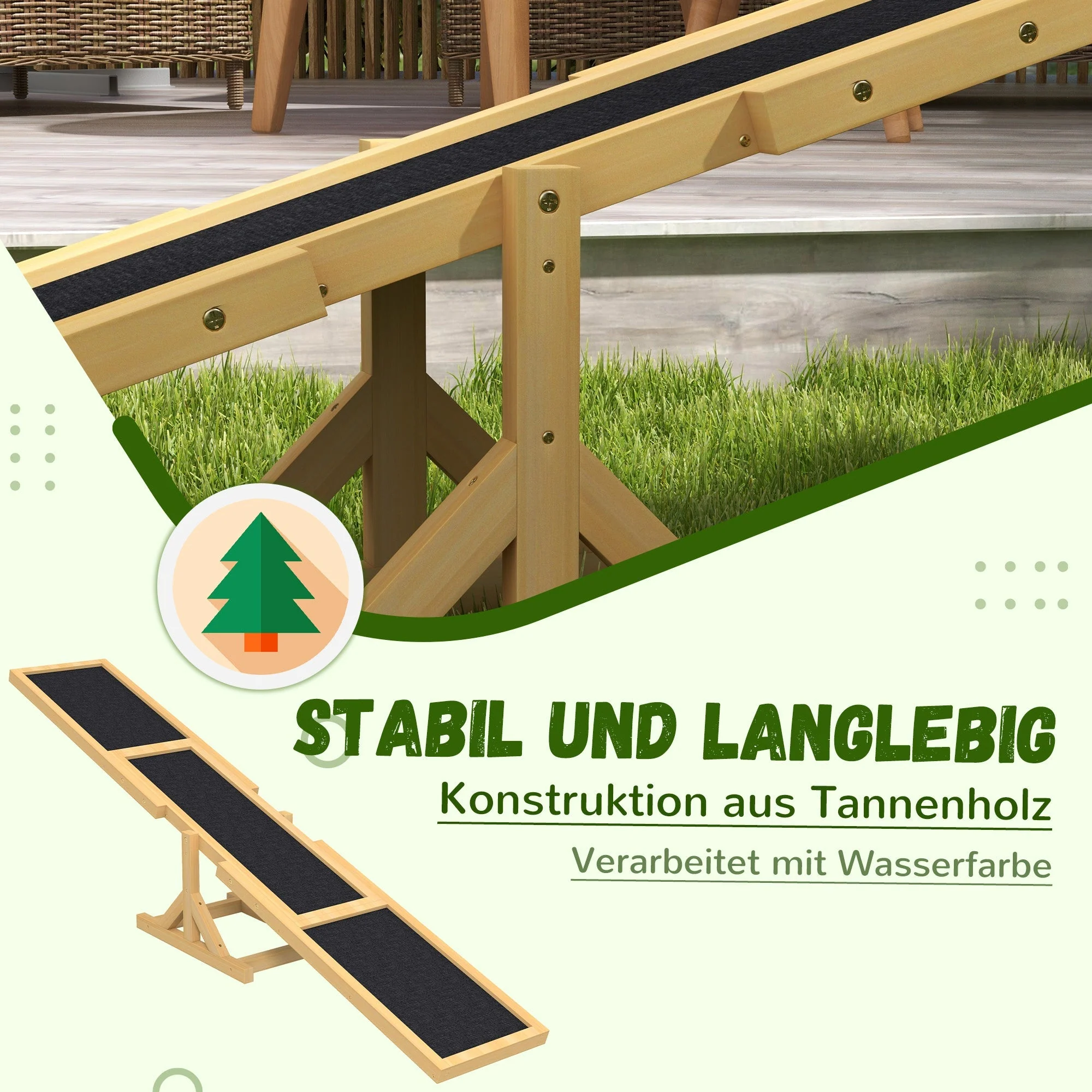 Dog Seesaw, Agility Ramp for Balance, Wood Yellow - Image 5
