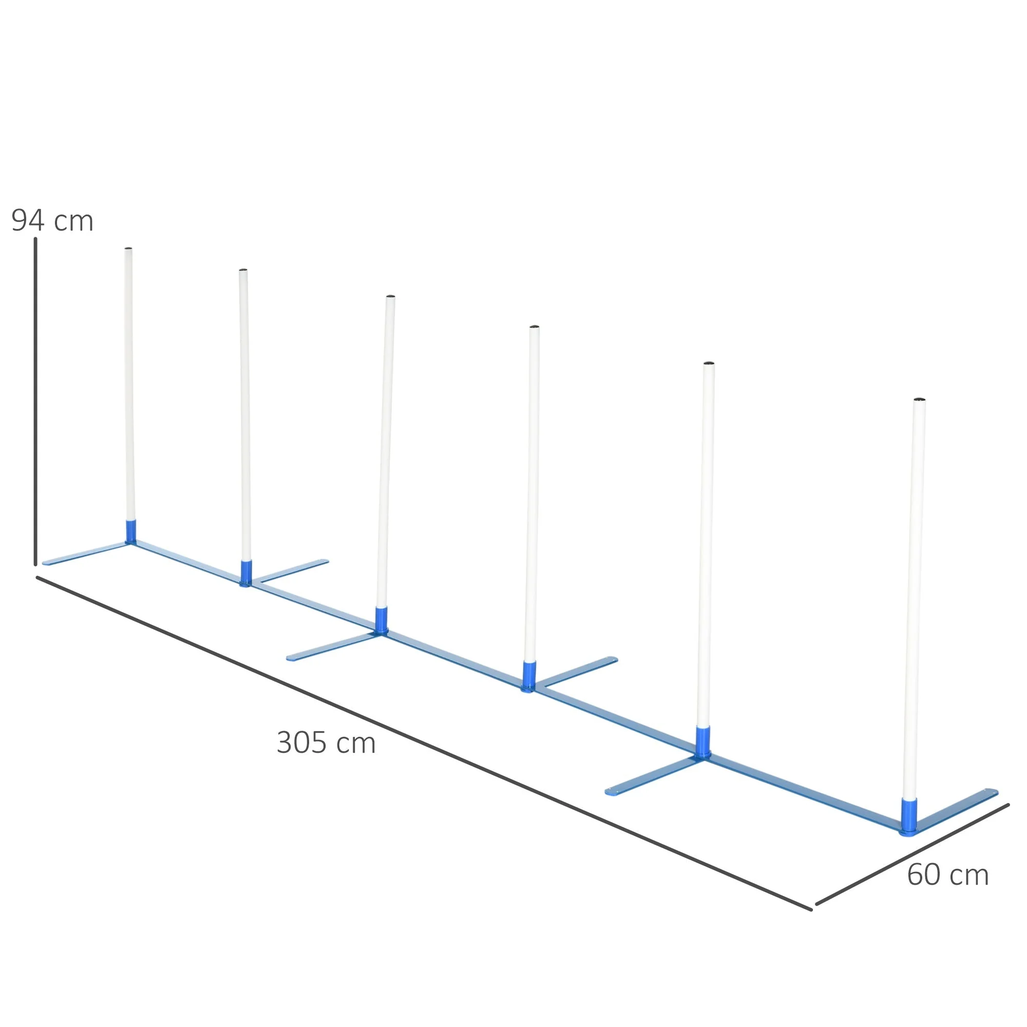 Dog Slalom Poles Agility Training Set with 600D Bag, Polyester White Blue - Image 3