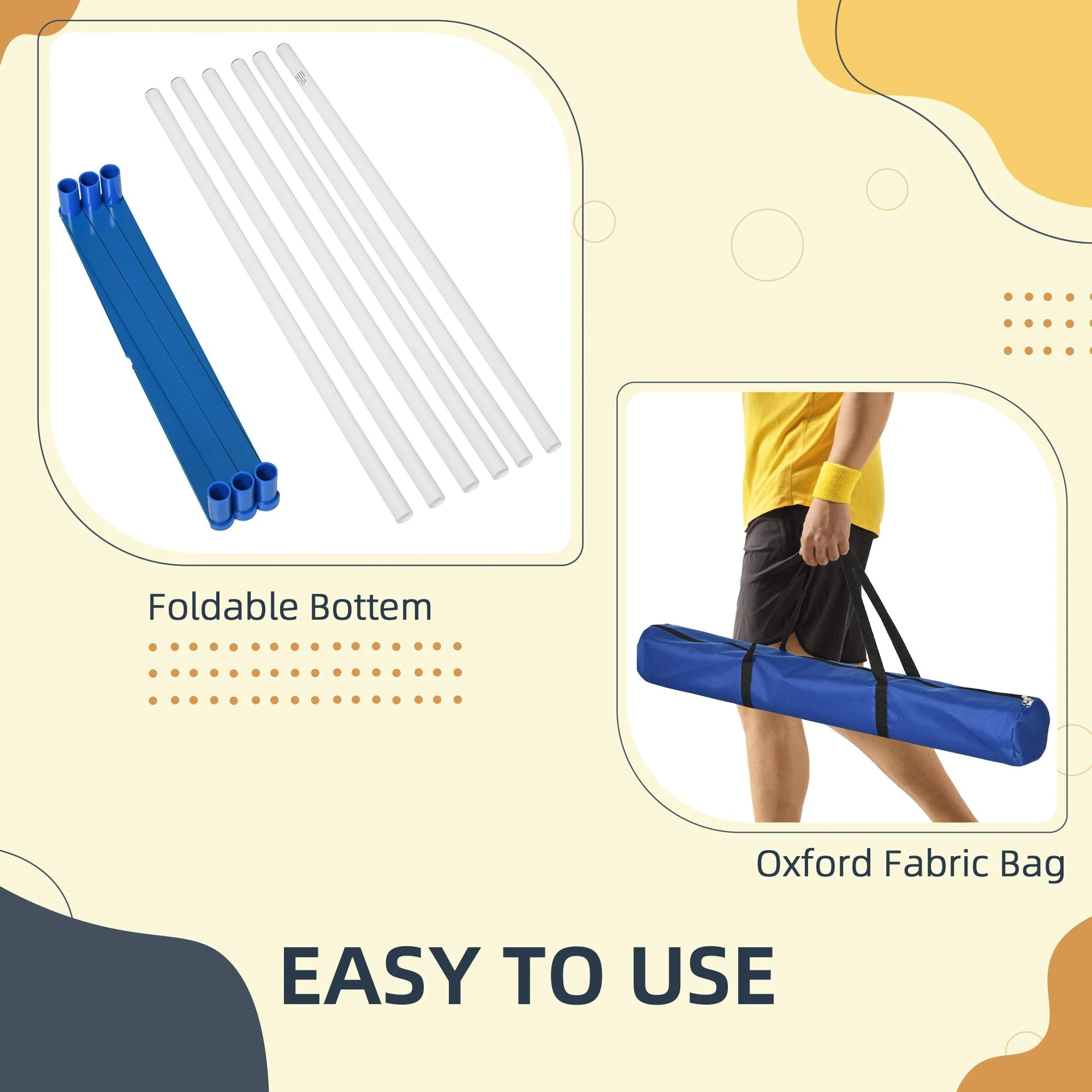 Dog Slalom Poles Agility Training Set with 600D Bag, Polyester White Blue - Image 5