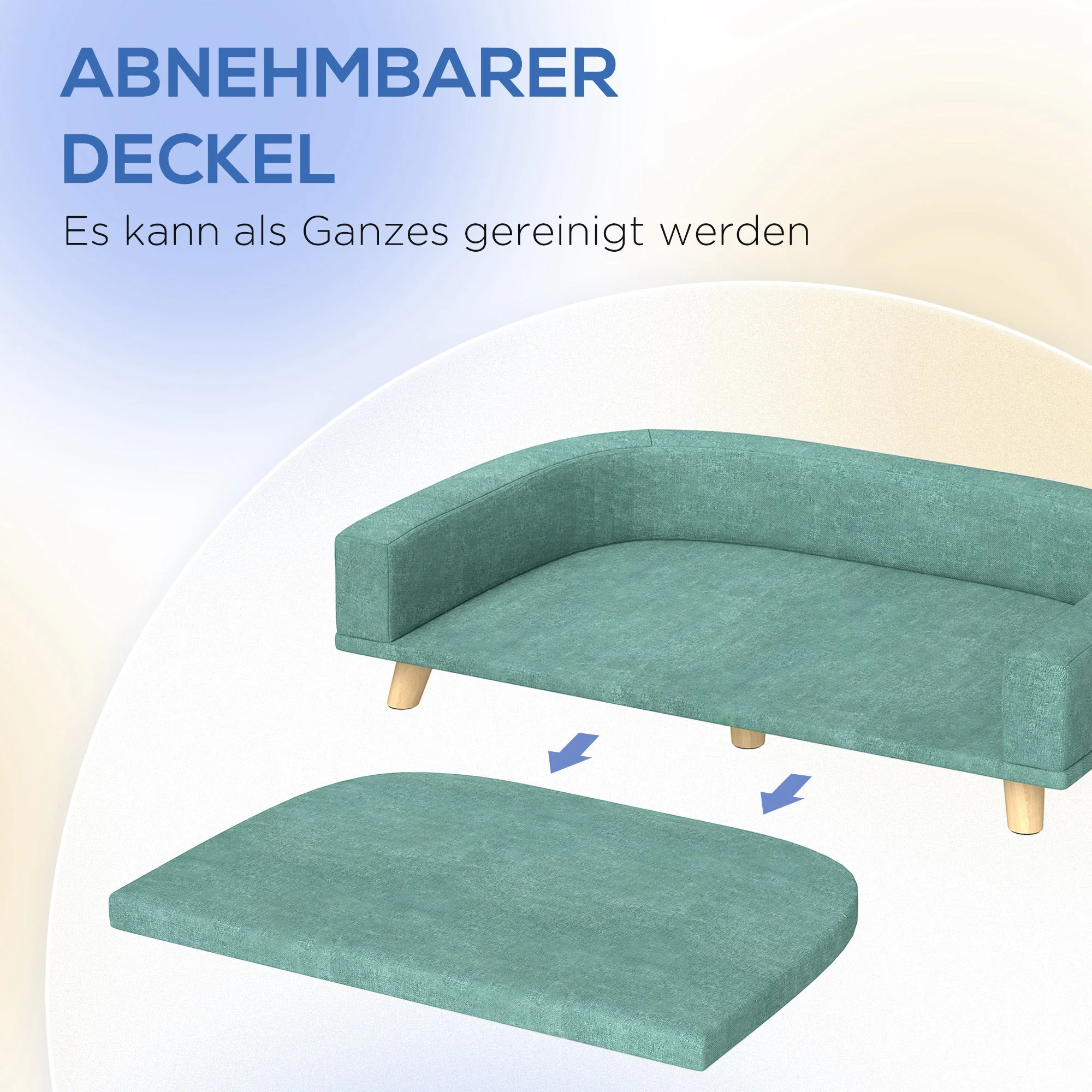 Dog Sofa - Pet Sofa with Cushion, Wooden Legs, Green - Image 5