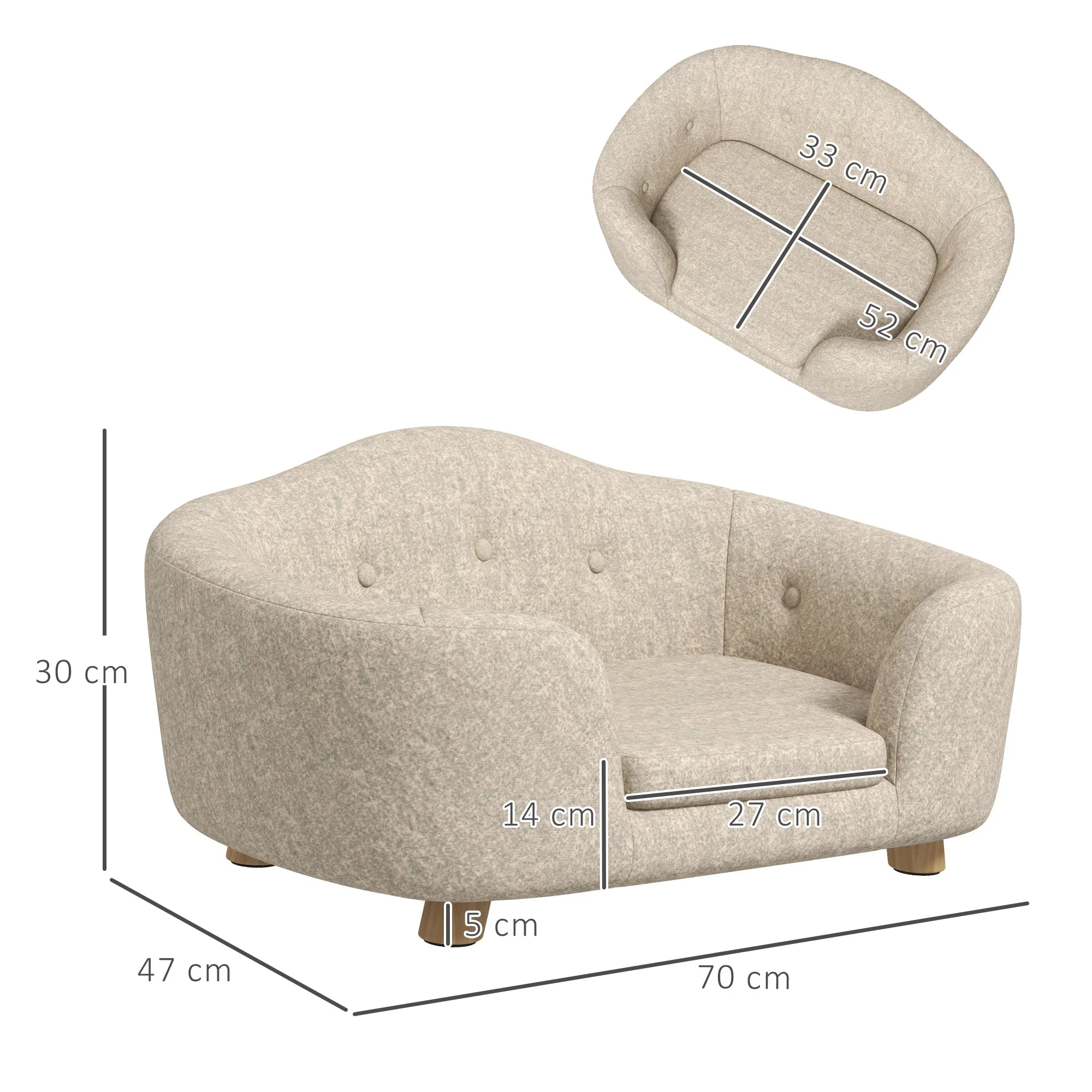 Dog Sofa Plush Cushion Small Pine Cream White - Image 3