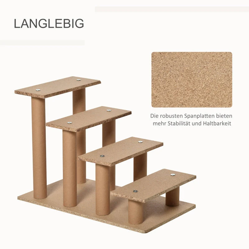Dog Stairs 4-Step, Pet Stairs 35cm, Plush Look, Light Grey - Image 6