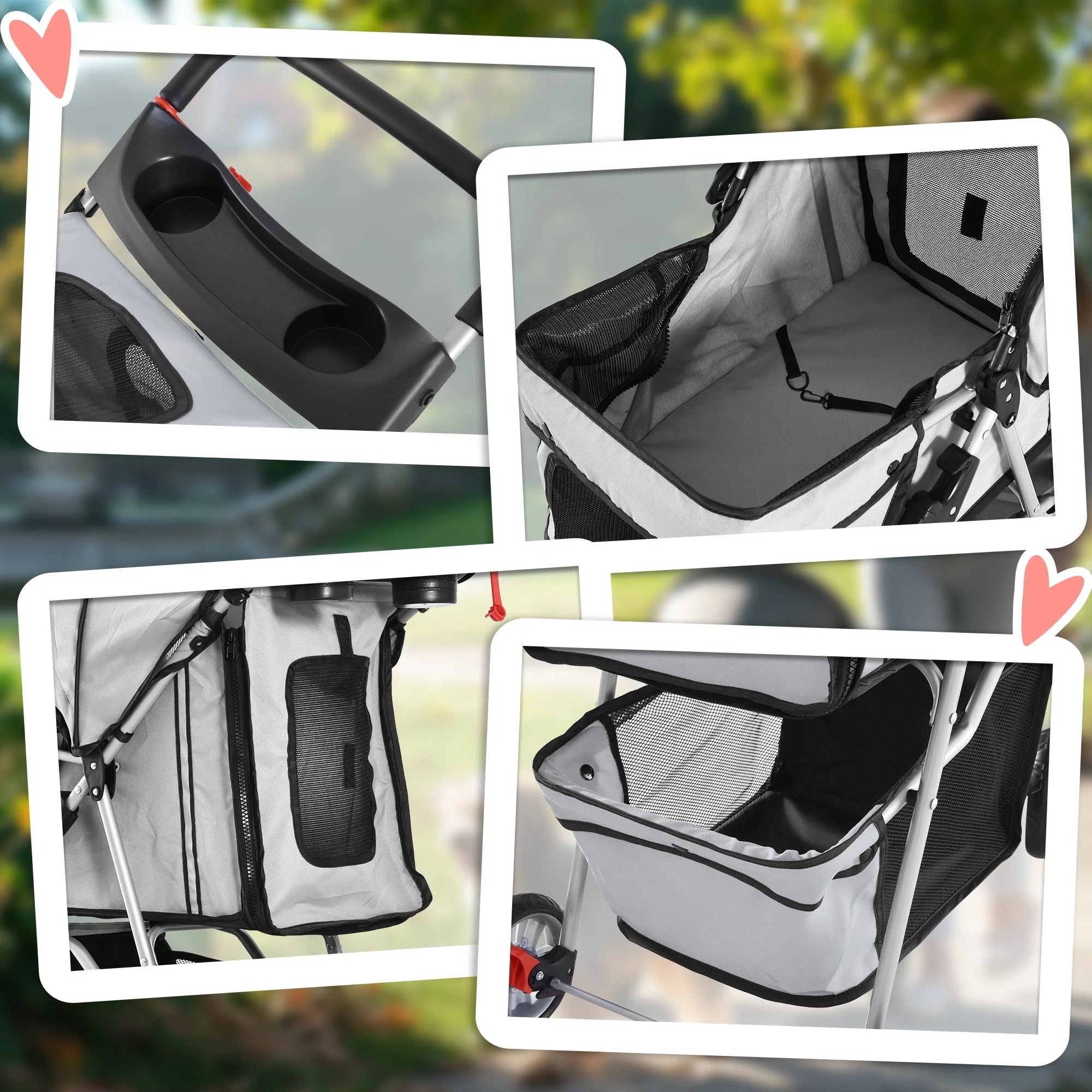 Dog Stroller Buggy, Multi-colored (Gray) - Image 7