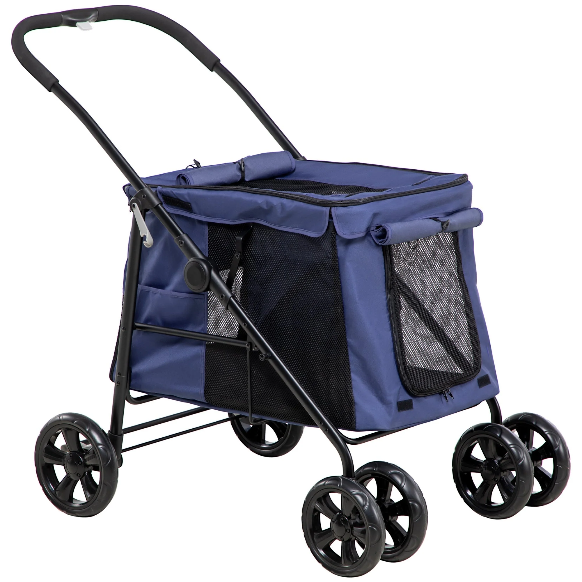 Dog Stroller Foldable Buggy Cushion Mesh up to 20 kg Oxford Fabric Blue - Image 2