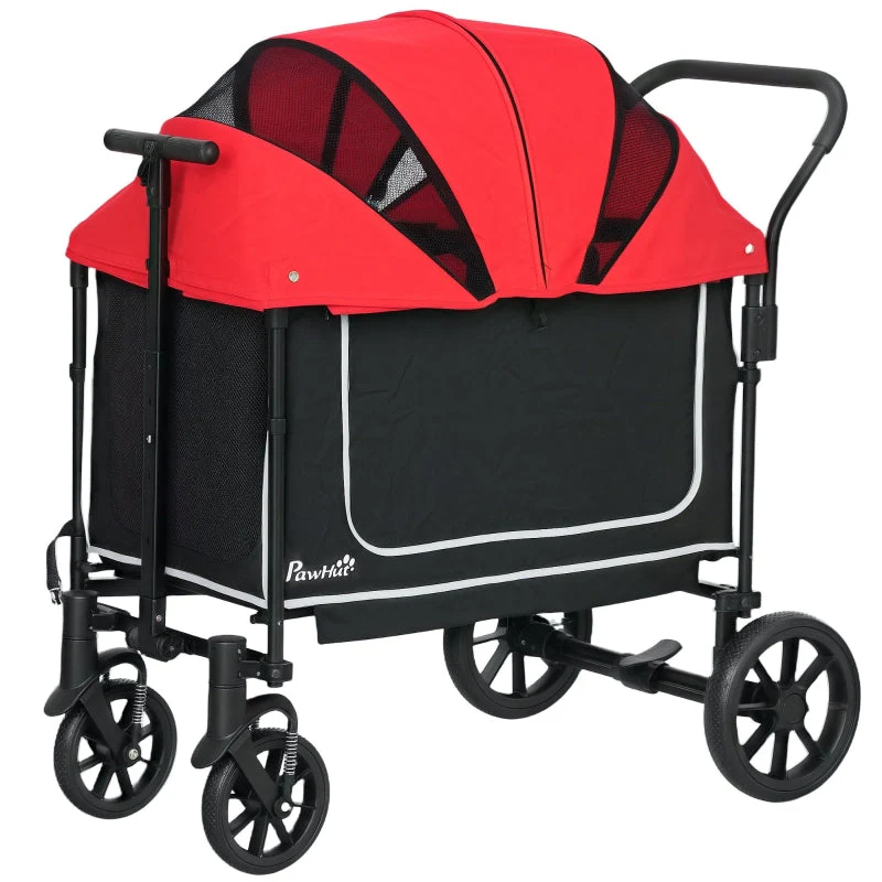Dog Stroller, Foldable Buggy for Dogs & Cats, up to 30 kg, Red - Image 2