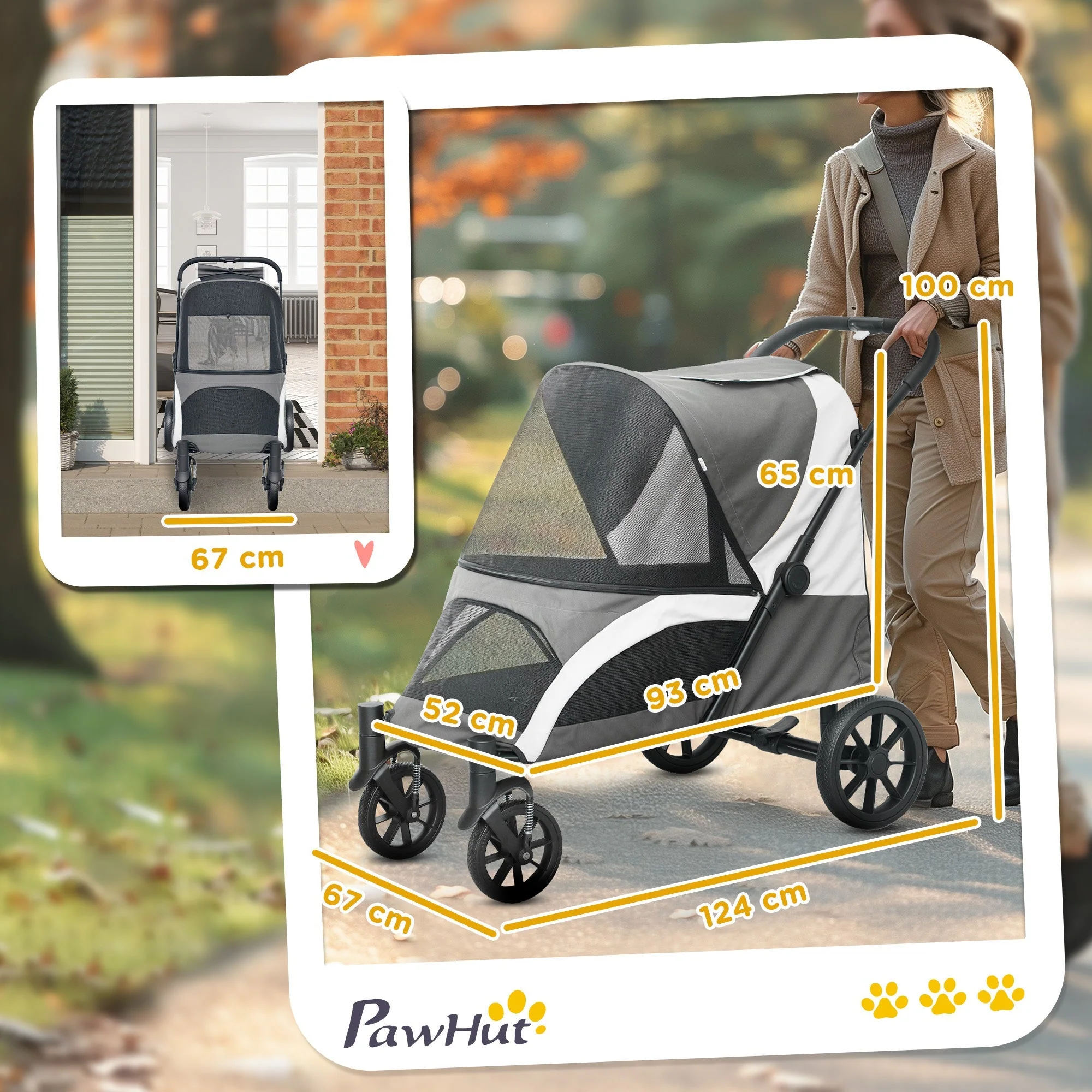 Dog Stroller, Foldable, Large Dogs & Cats, 30 kg, Dark Grey - Image 3