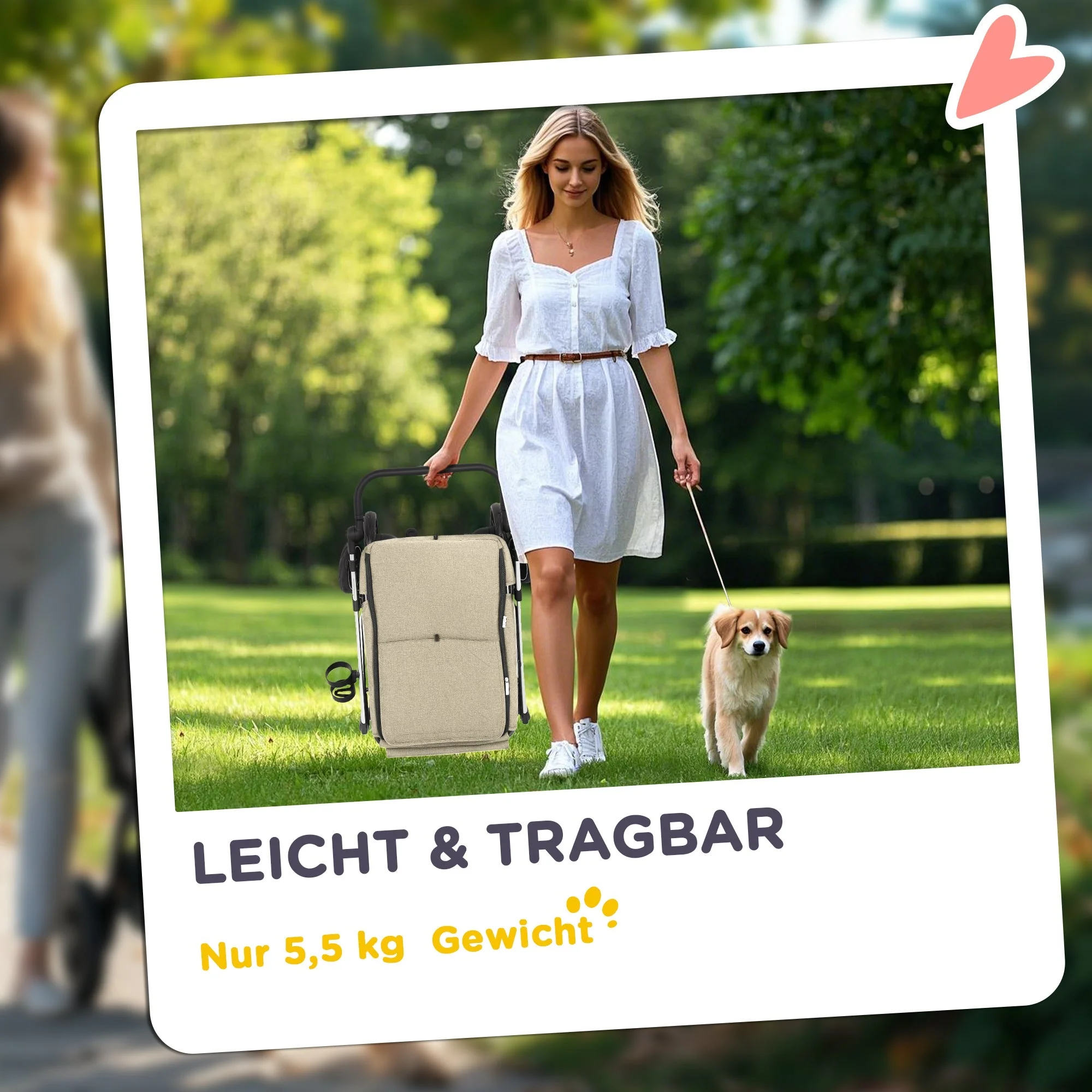 Dog Stroller, Lightweight Foldable, Aluminum Khaki - Image 5