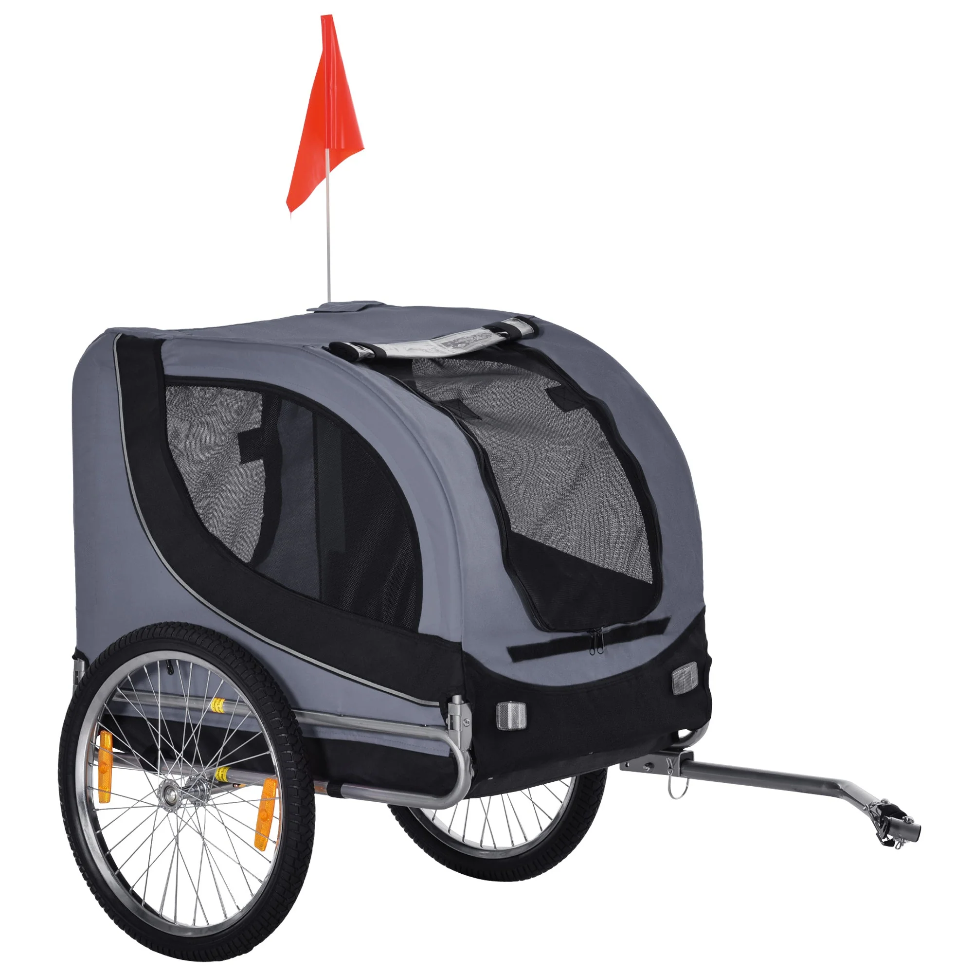 Dog Trailer Bicycle Transporter 130x73x90cm, Grey/Black - Image 2