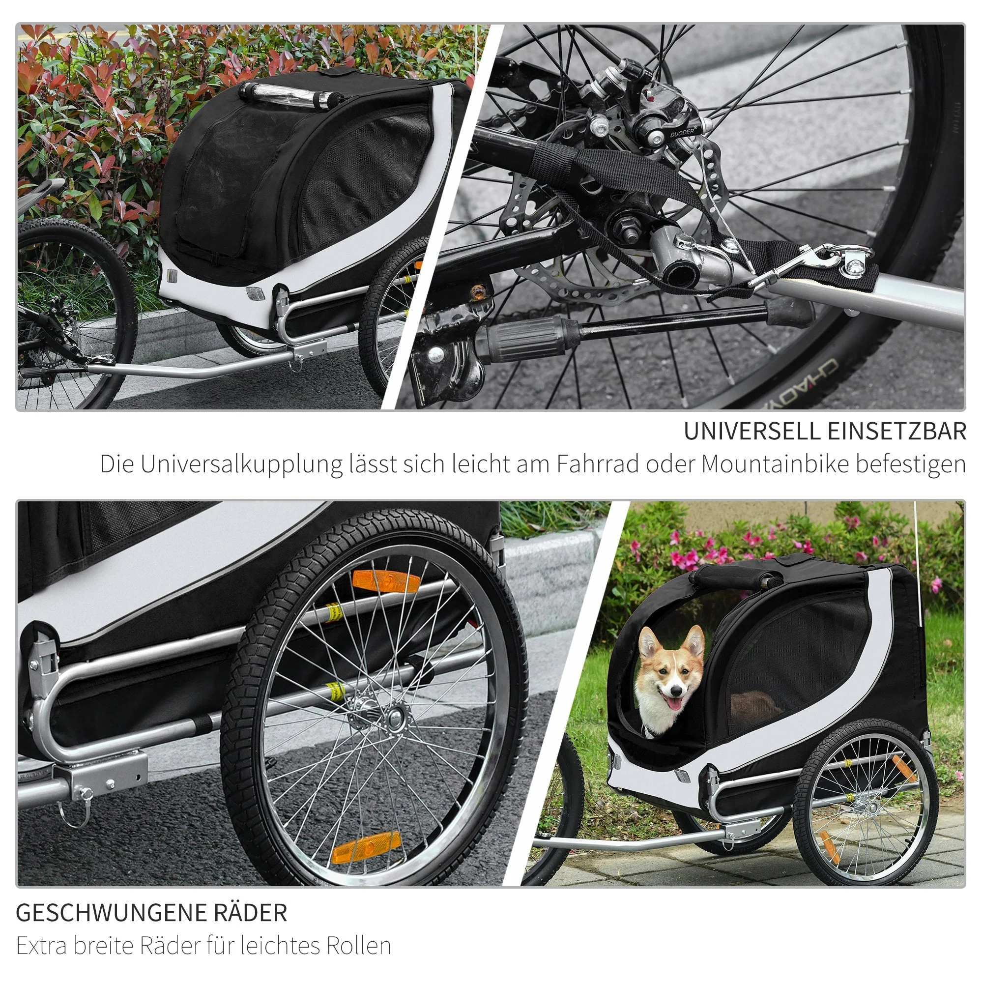 Dog Trailer Bicycle Transporter White+Black - Image 6