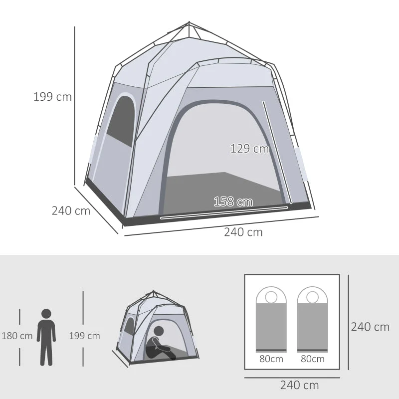 Dome Tent, 4 Person, Lightweight, Waterproof, UV 50+ - Image 3