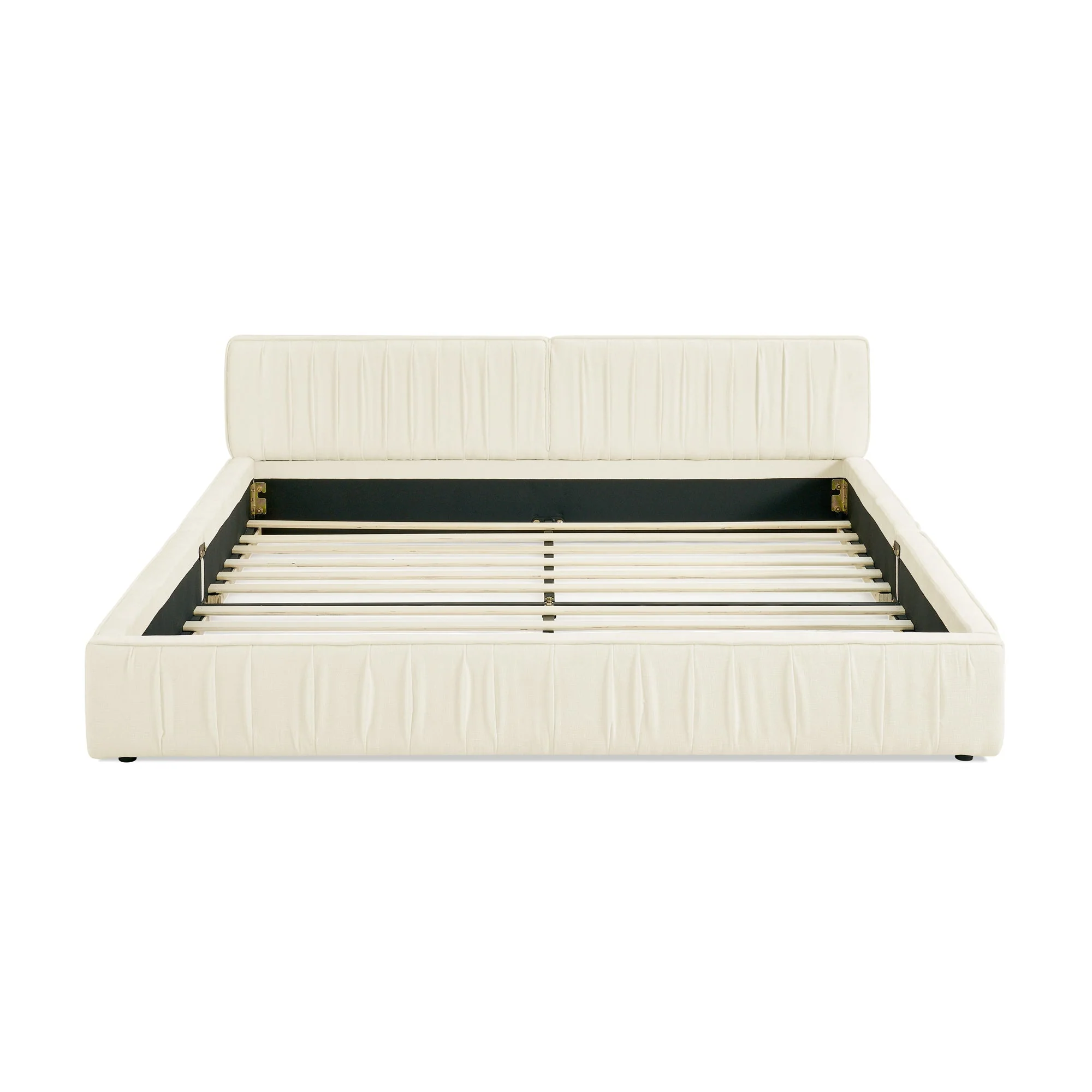 Double Bed 140x200cm Chenille Cover Eucalyptus Frame - Beige - Image 9
