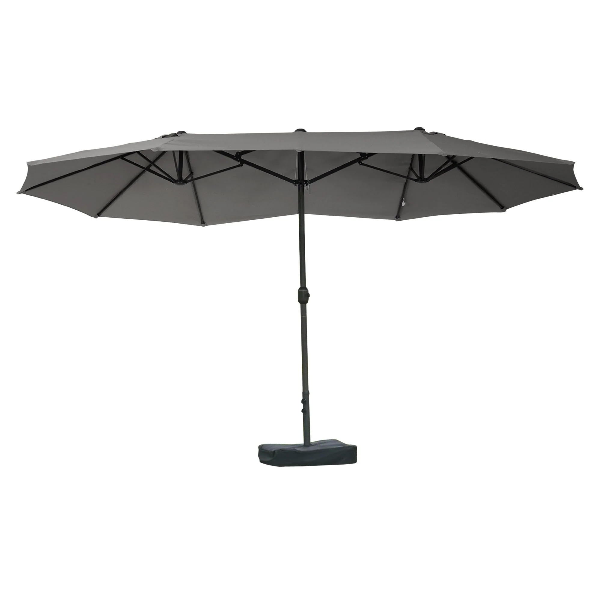 Double Parasol 460x270cm Oval Hand Crank with Stand, Dark Grey - Image 2