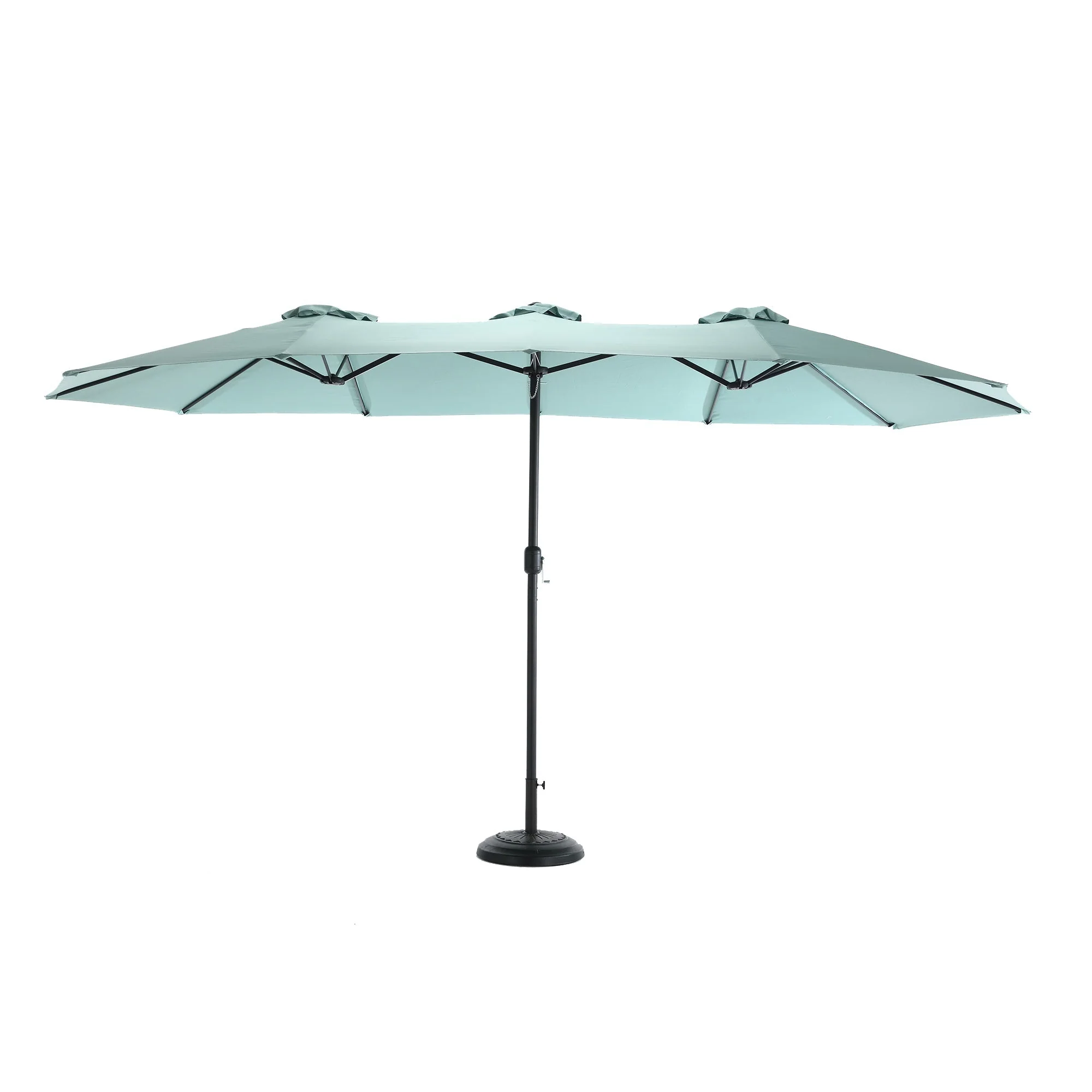 Double Sided Outdoor Umbrella, 14.8 Ft Rectangular Large with Crank, Light Green - Image 3