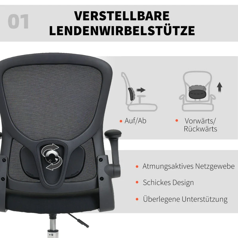 Drawing Chair with Lumbar Support, Height Adjustable, Swivel - Black - Image 3
