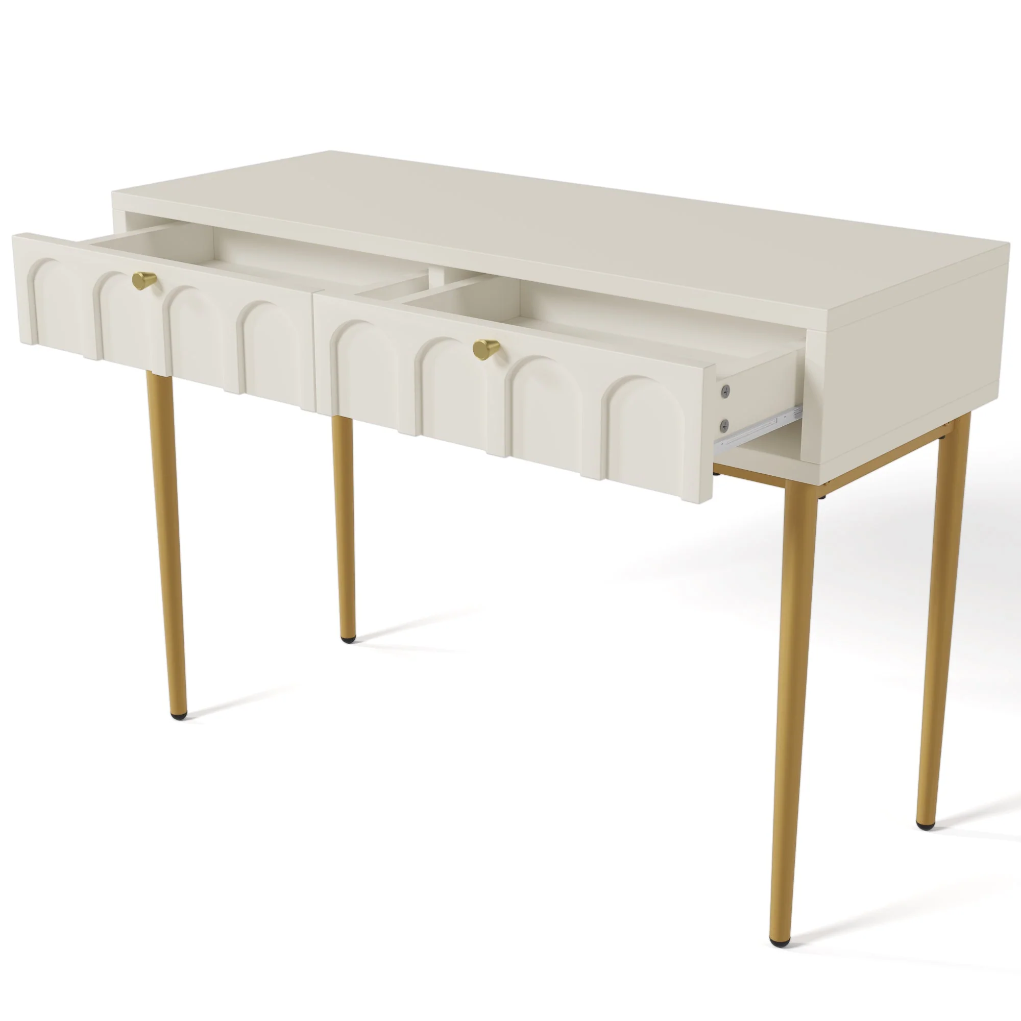 Dressing table 2 drawers 76.5cm height, chest of drawers cream-white - Image 5