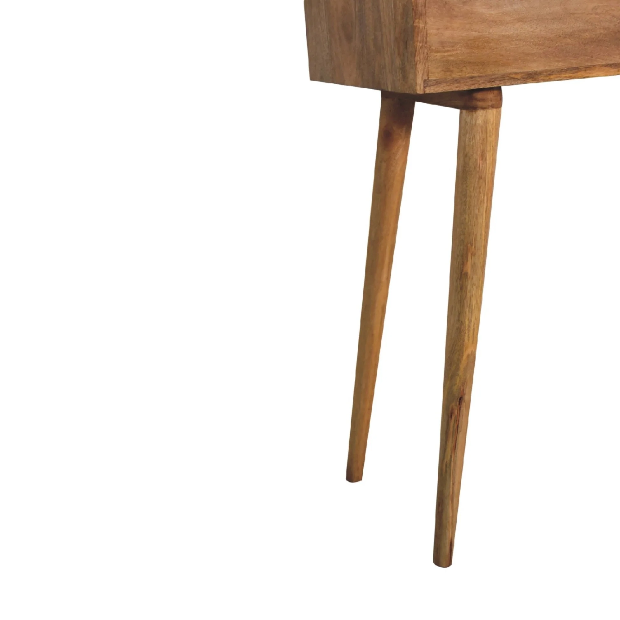 Dressing Table, Mini with 4 Storage Compartments and Mirror, Solid Wood Brown - Image 4