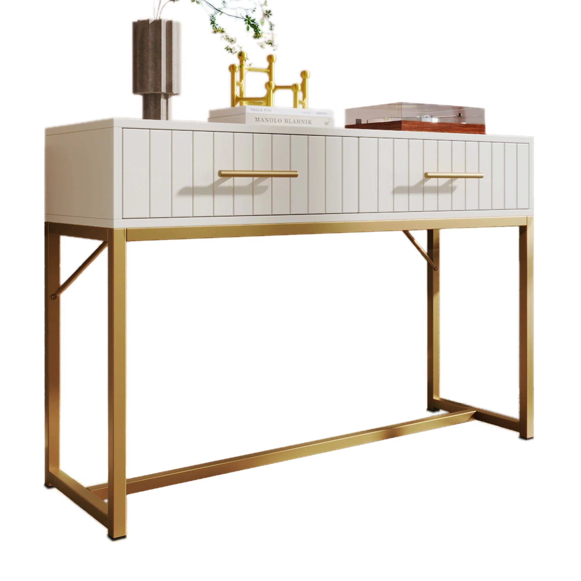 Dressing table with 2 drawers, 75cm high, white - Image 10