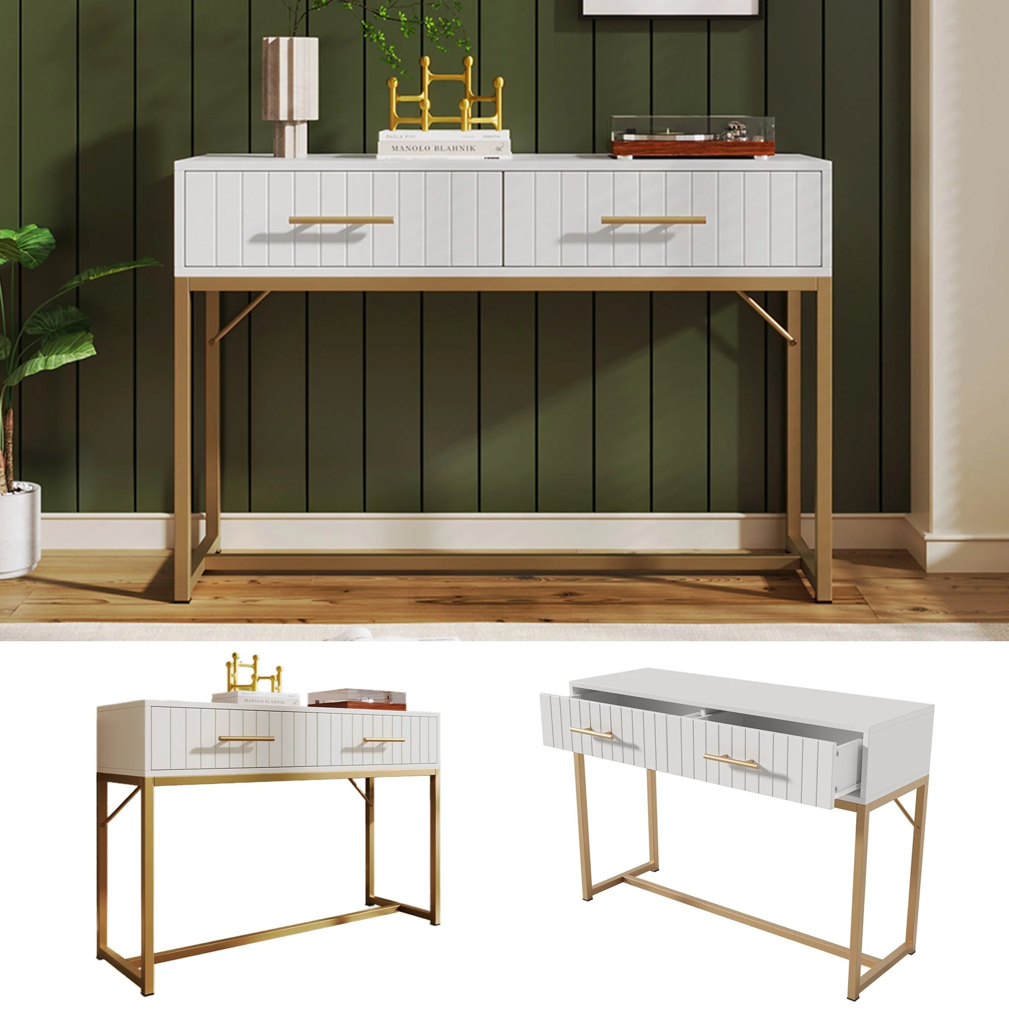 Dressing table with 2 drawers, 75cm high, white - Image 2