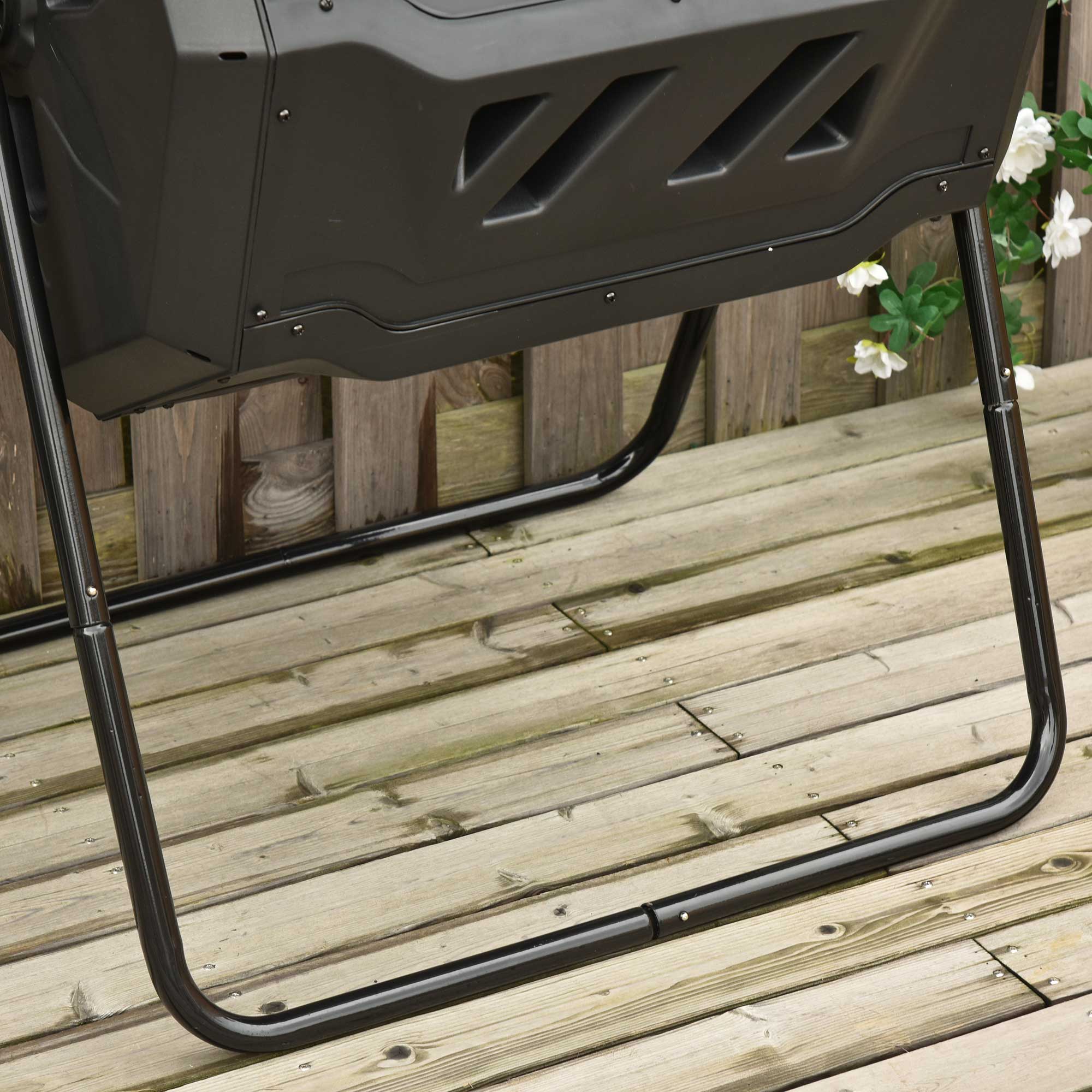Drum Composter 160L, 2 Chambers, Rotatable, Black - Image 7