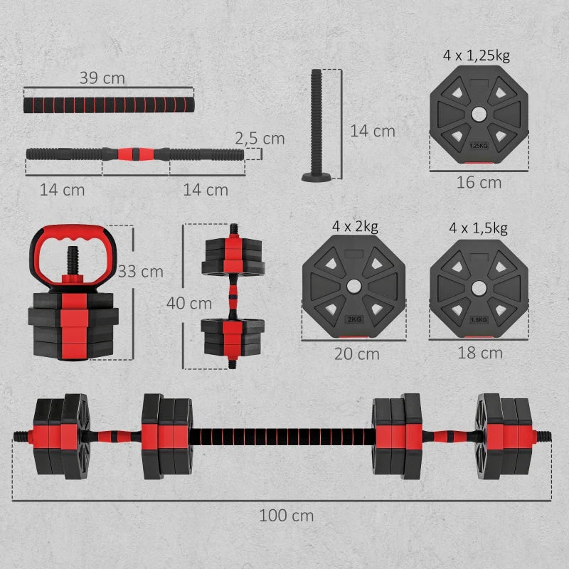 Dumbbell Set 4-in-1 Adjustable 20kg with Barbell - Image 3