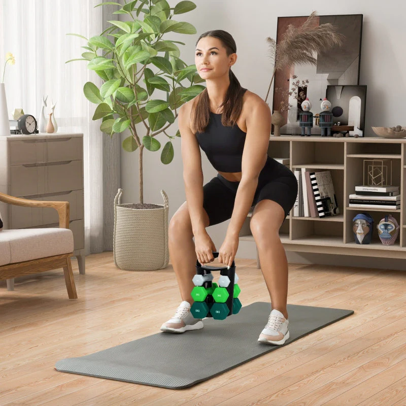Dumbbell Set with Rack, 6 Dumbbells for Fitness, 1kg, 3kg, 5kg