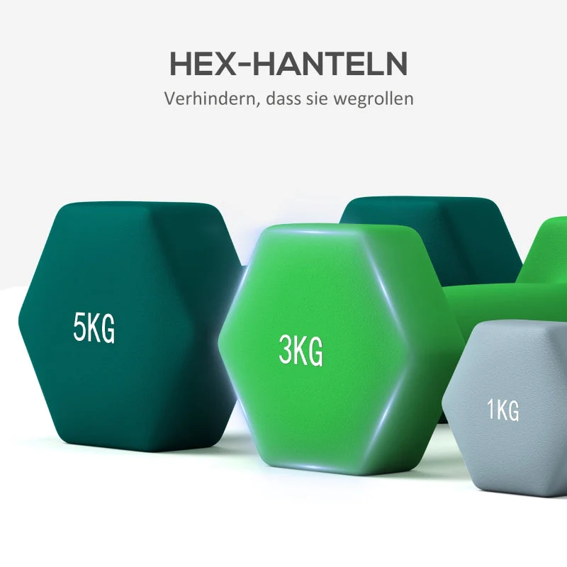 Dumbbell Set with Rack, 6 Dumbbells for Fitness, 1kg, 3kg, 5kg - Image 8