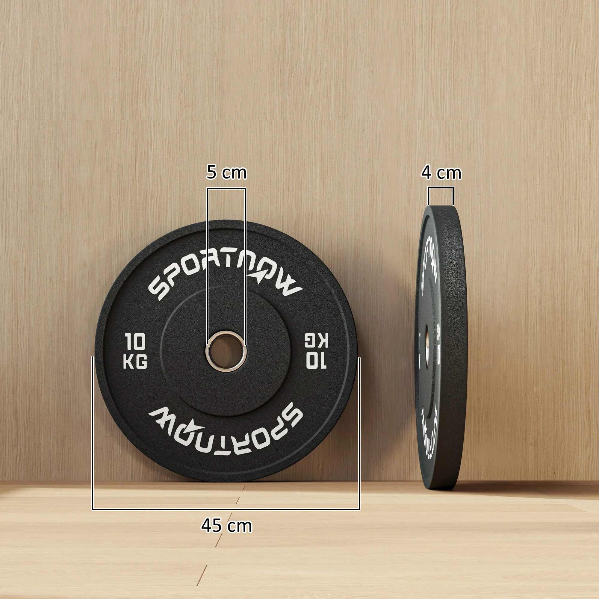 Dumbbell Weights, 2 x 10 kg, for 5 cm Barbell, Black - Image 3