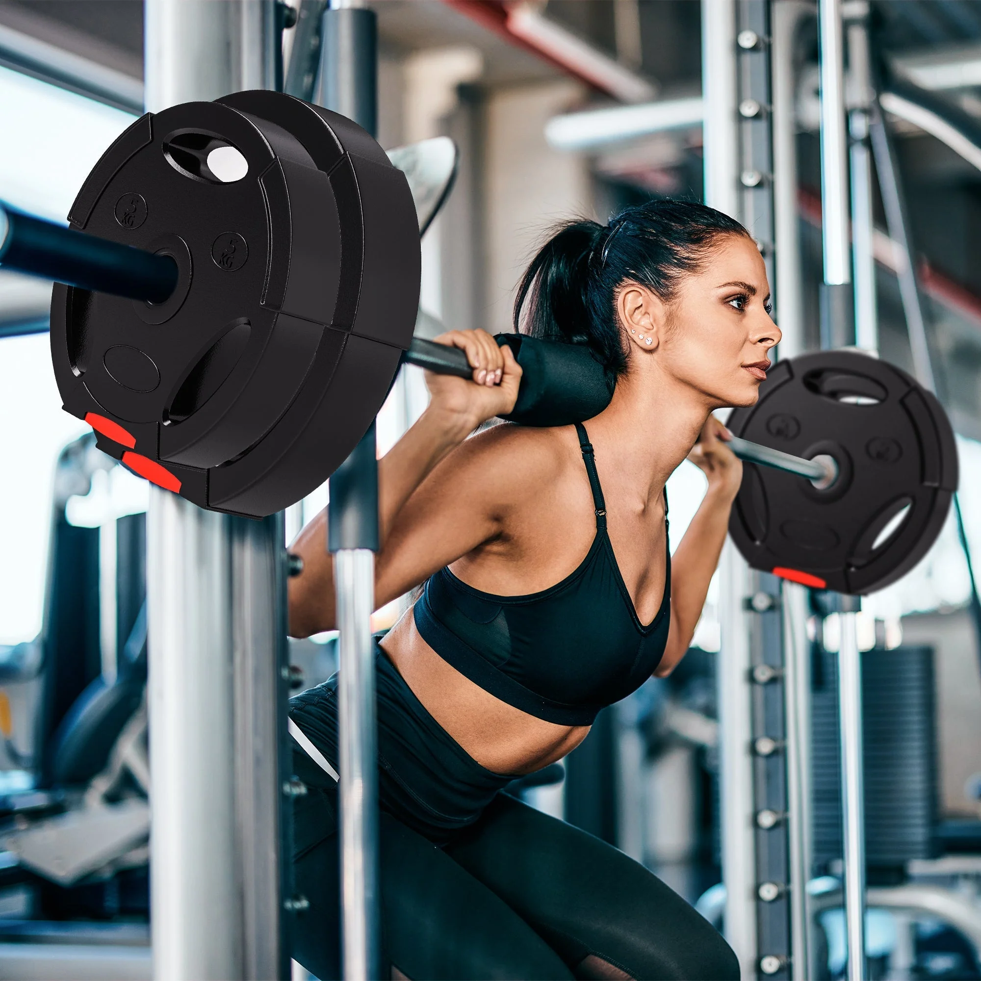 Dumbbell Weights Set, 4pc 5kg/7.5kg 2.5cm Bore, Black - Image 3