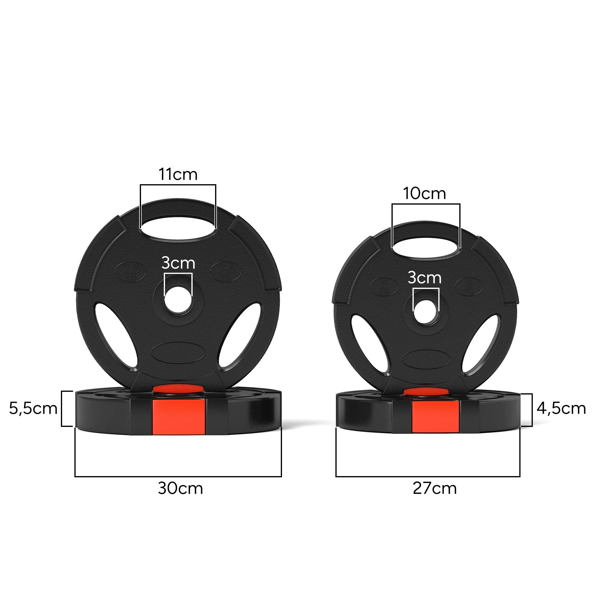 Dumbbell Weights Set, 4pc 5kg/7.5kg 2.5cm Bore, Black - Image 4