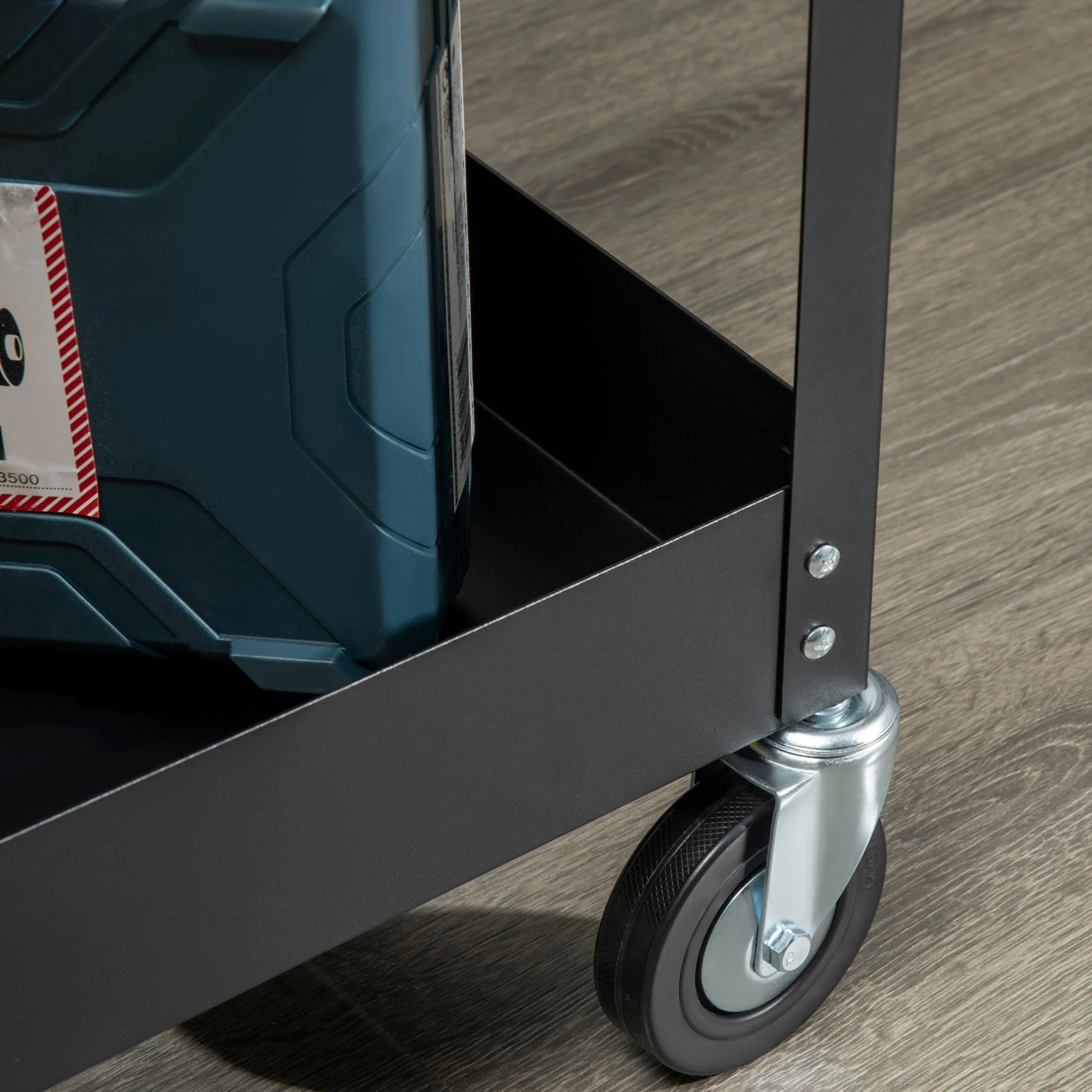 DURHAND 2-tier workshop trolley, 150 kg load capacity, steel black - Image 8