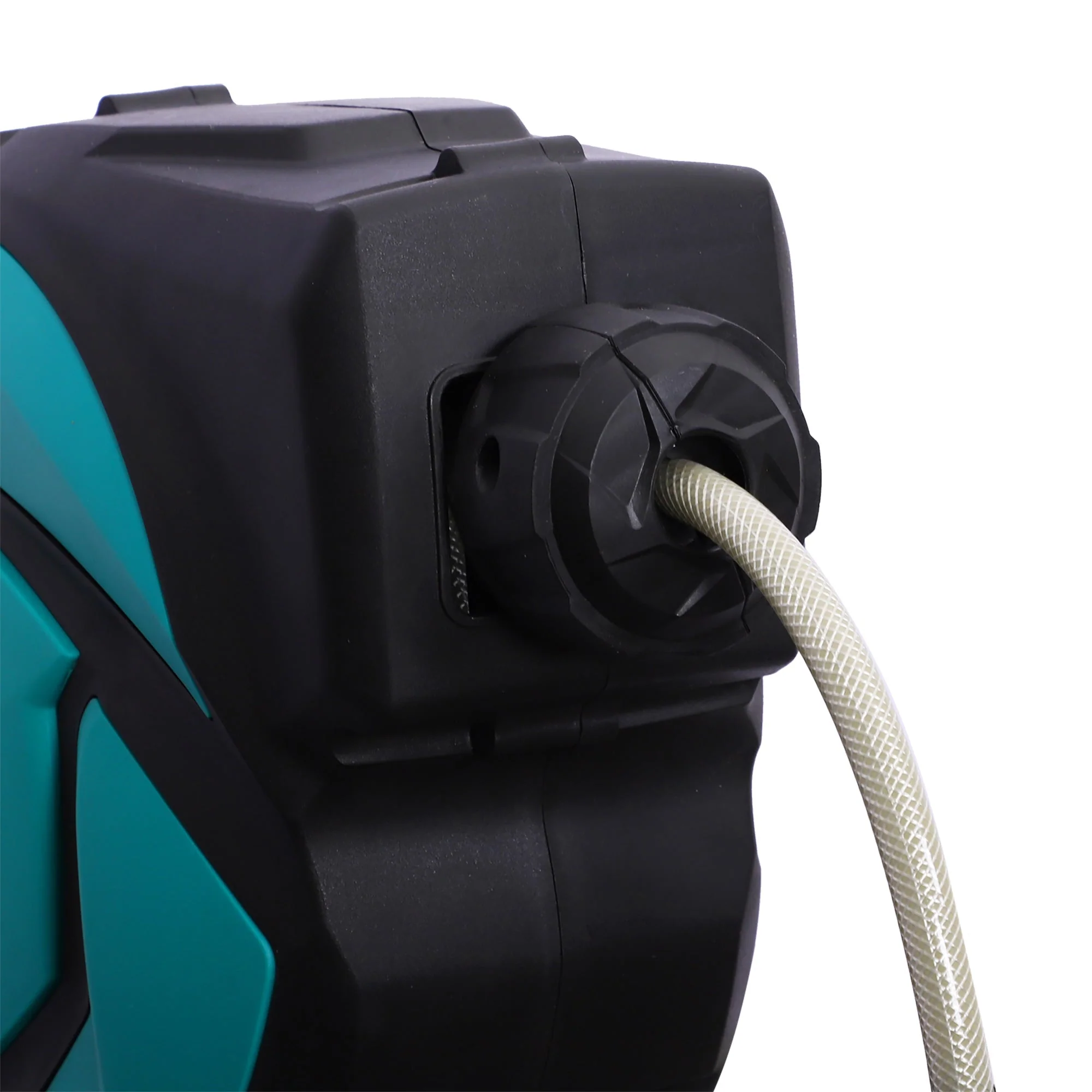 DURHAND wall-mounted hose reel 10m swiveling 180° with multi-spray, plastic green black - Image 7