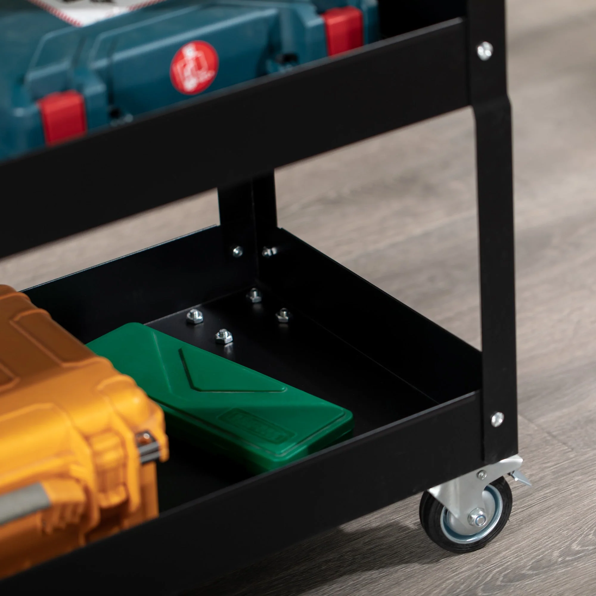DURHAND Workshop Trolley, 3 Shelves, 150 kg, Black Steel - Image 8