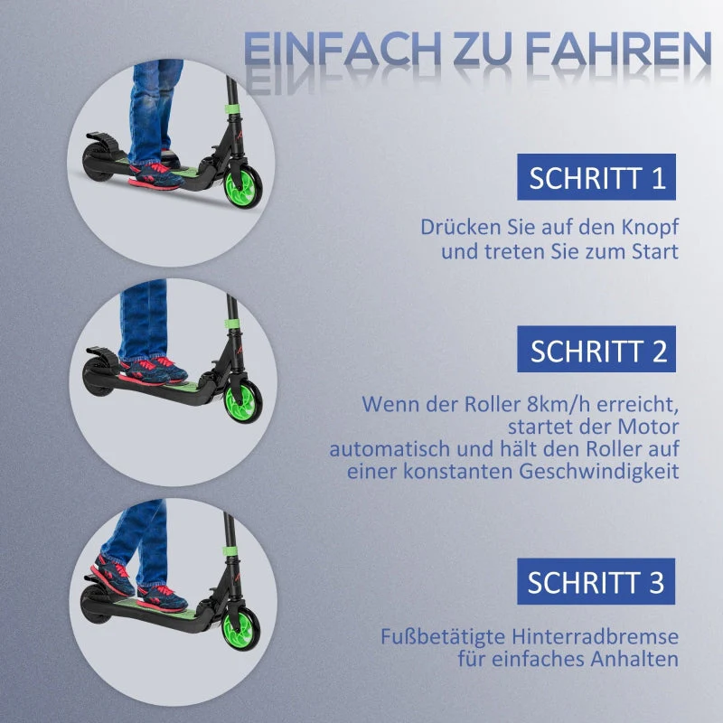 E-Scooter Electric Scooter with 120W Motor and 6 km Range, Green+Black - Image 5