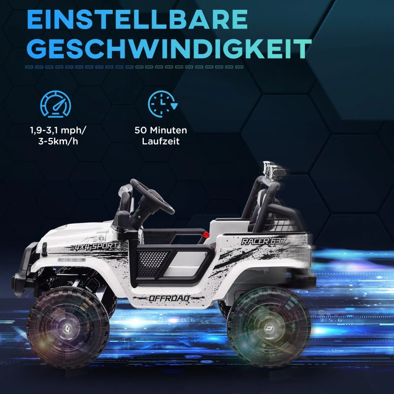 Electric Children's Car, 12V Off-Road with Remote Control, White - Image 5
