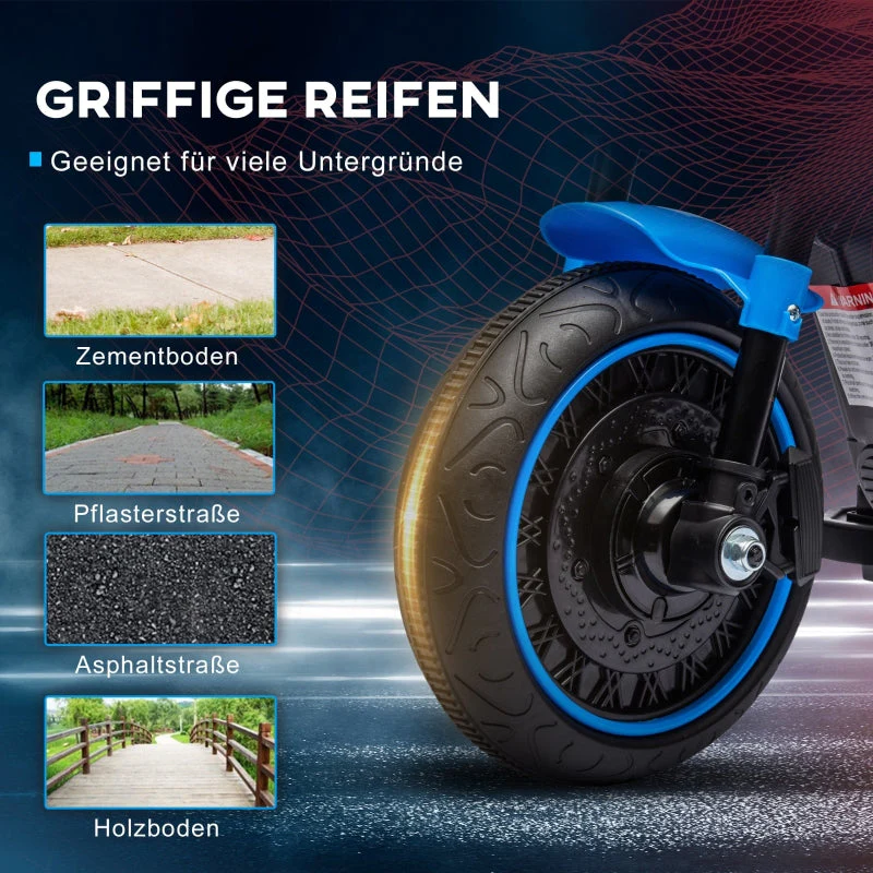 Electric Children's Motorcycle with Headlight and 3 km/h Speed, Blue and Black - Image 6