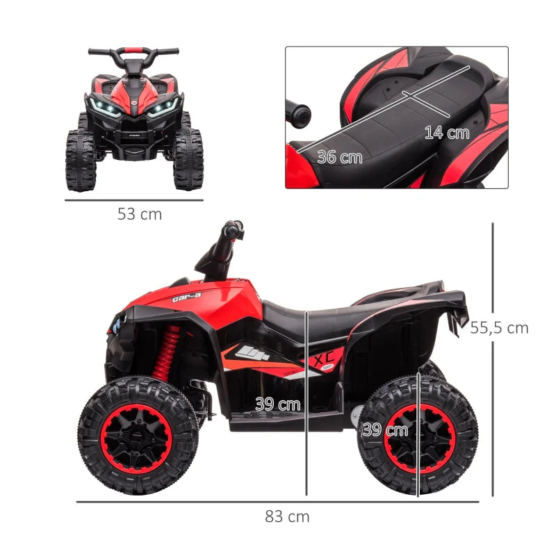 Electric Children's Quad Bike with LED Headlights, MP3 Player and Shock Absorbers, Red and Black - Image 3