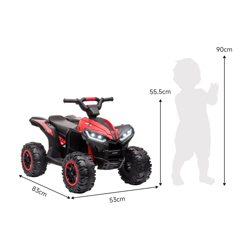 Electric Children's Quad Bike with LED Headlights, MP3 Player and Shock Absorbers, Red and Black - Image 4