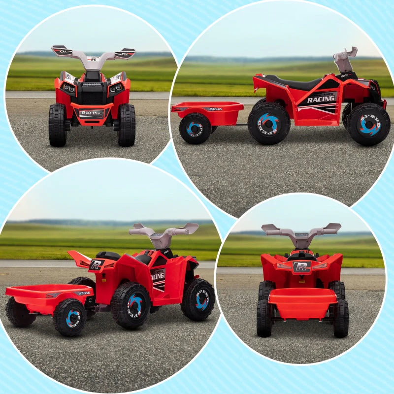 electric children's quad with trailer, 2.5 km/h, 50-minute ride, for 1.5 to 3 years, 25 kg, red - Image 6