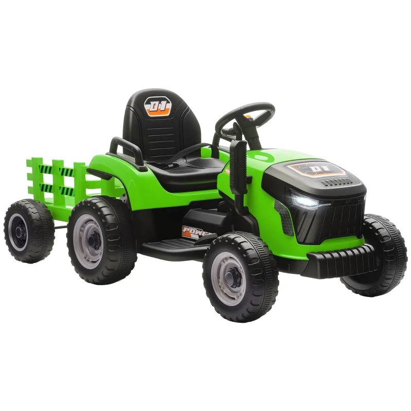 Electric Children's Tractor with Remote Control and Soft Start, Green - Image 2