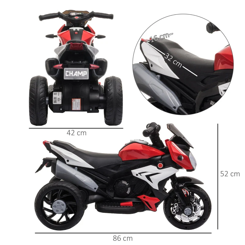 Electric Kids Motorcycle, 3 km/h, Lights & Sounds, Black/Red - Image 3