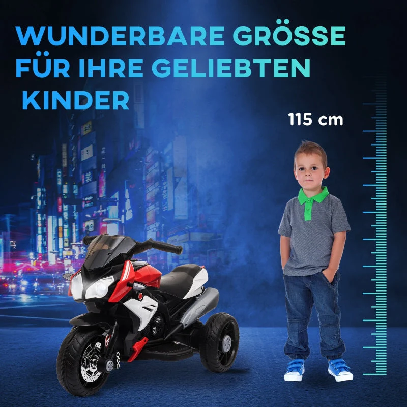 Electric Kids Motorcycle, 3 km/h, Lights & Sounds, Black/Red - Image 7