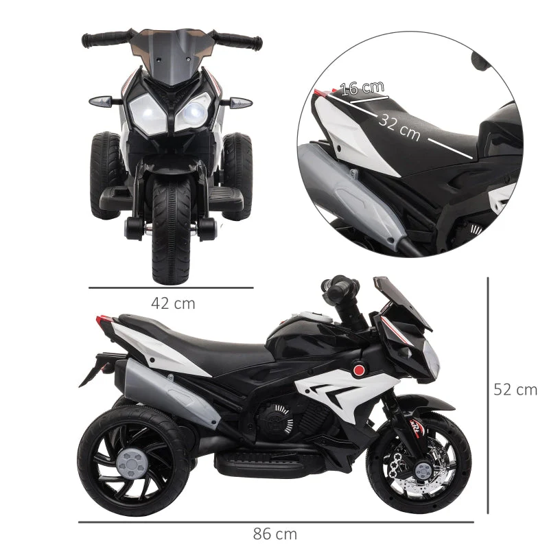 Electric Kids Motorcycle, Lights & Sounds, 3 km/h, Rechargeable, Black/White - Image 3