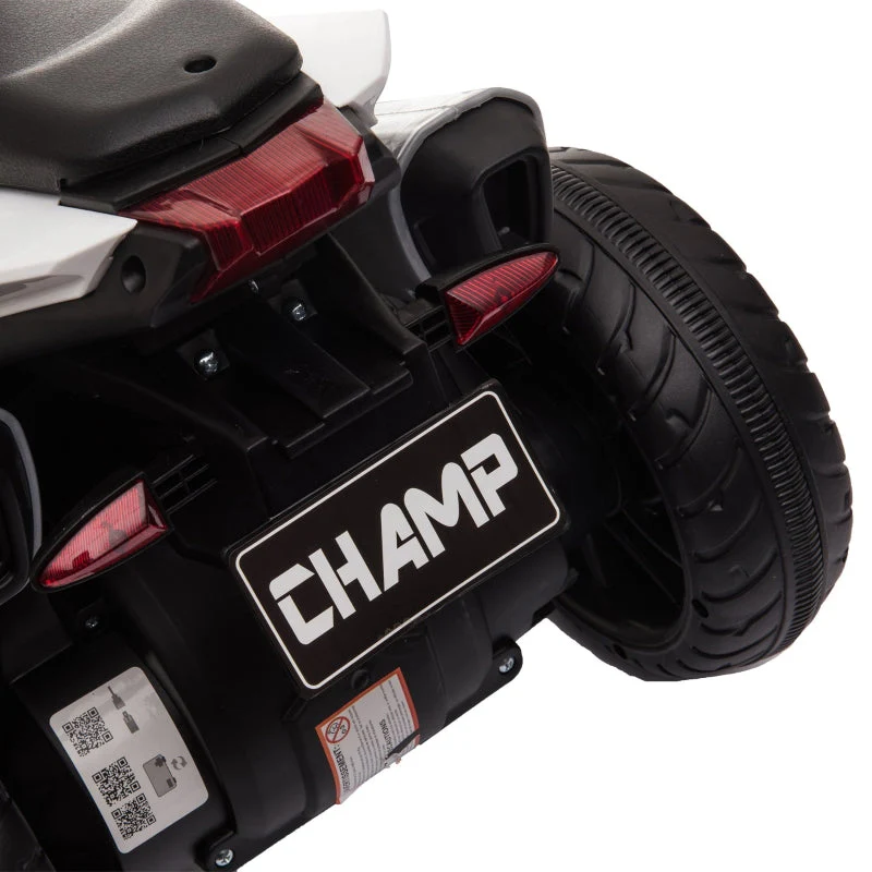 Electric Kids Motorcycle, Lights & Sounds, 3 km/h, Rechargeable, Black/White - Image 8
