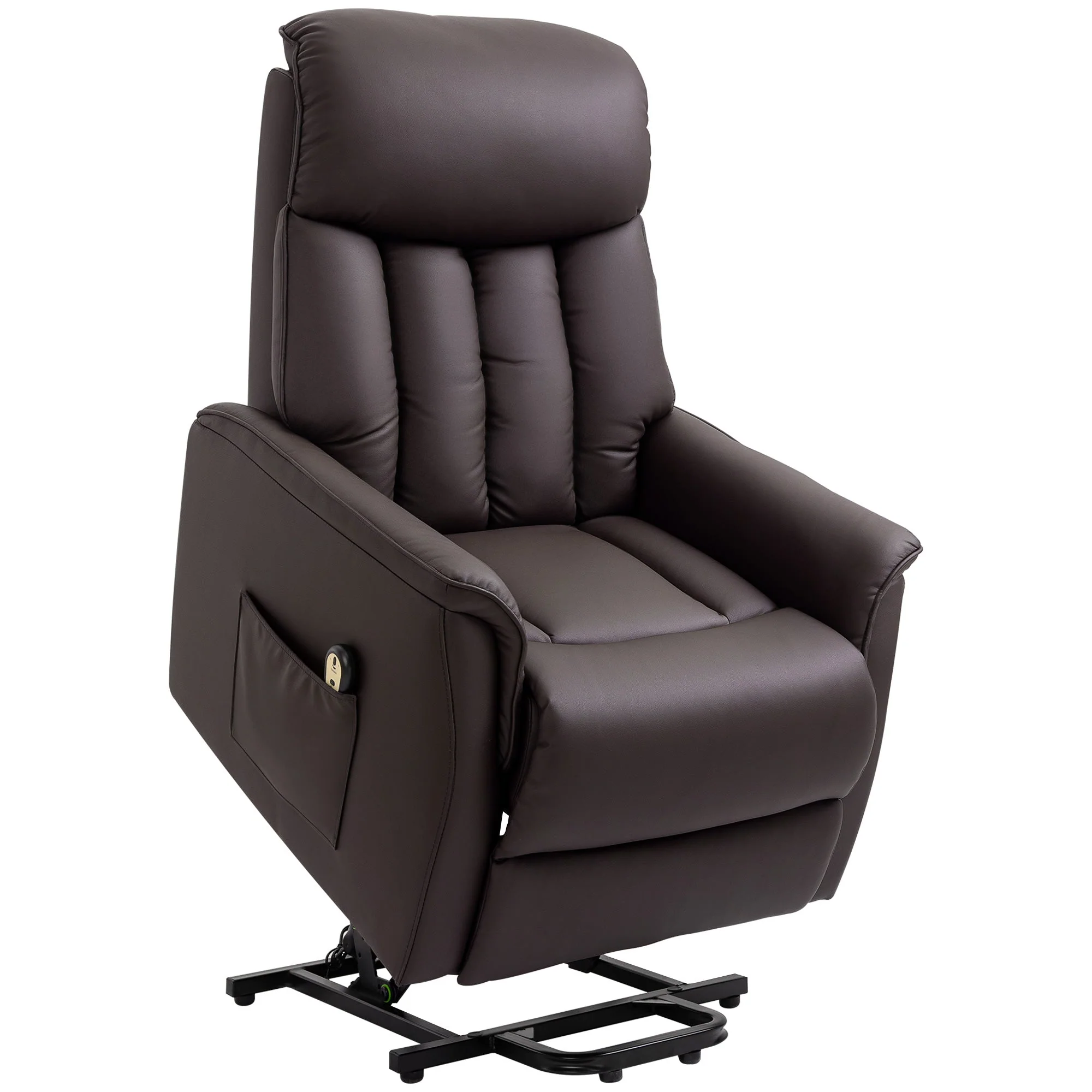 Electric Lift Chair, Recliner TV Chair with Lift Assistance & Reclining Function, Faux Leather Brown - Image 2