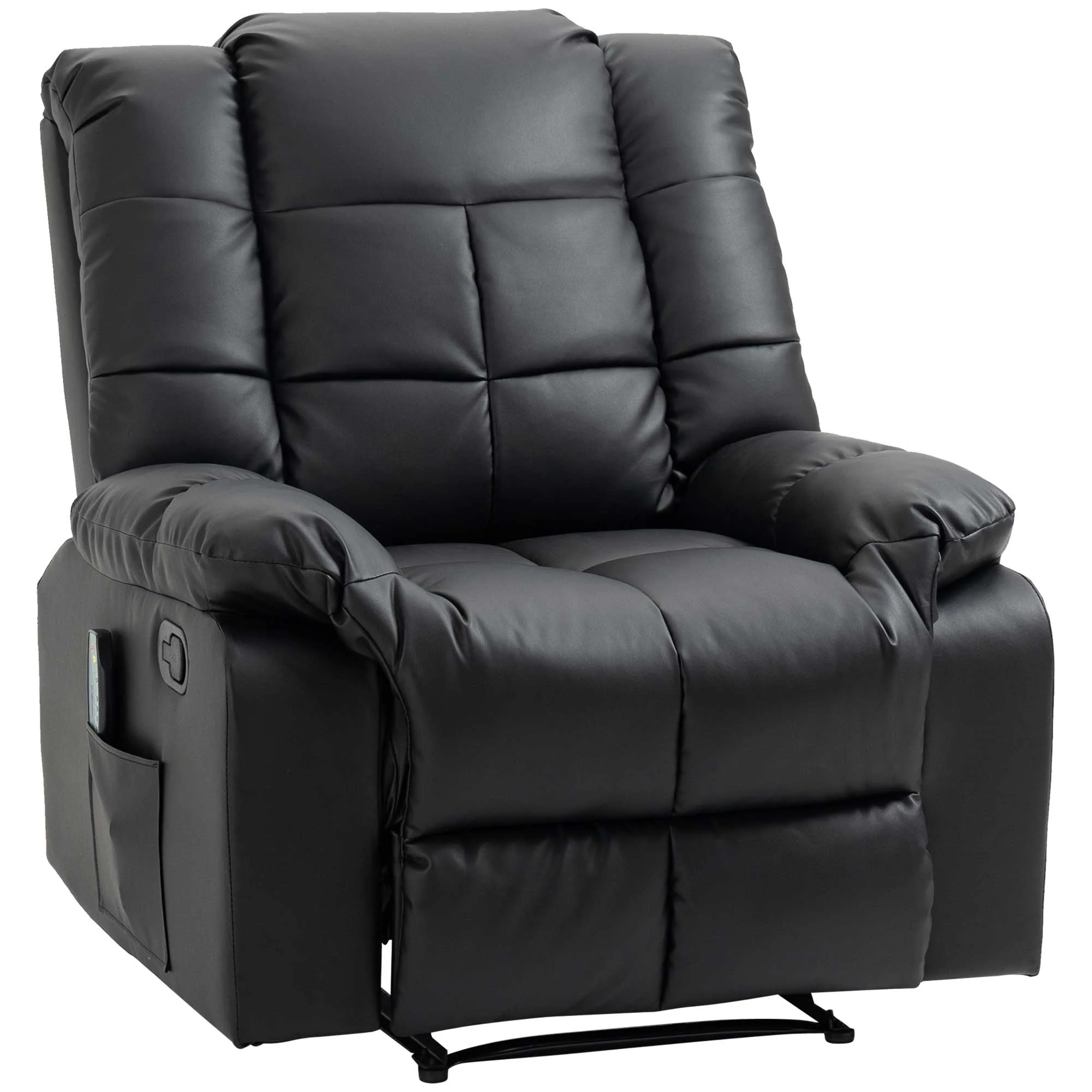 Electric Massage Chair Recliner Faux Leather Wood Steel Black - Image 2