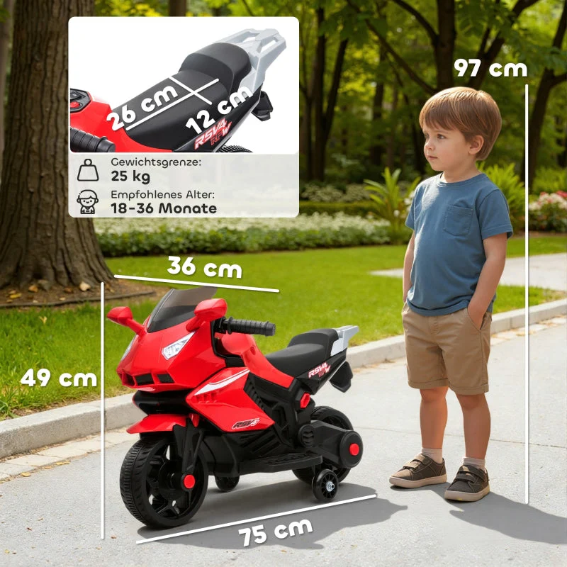Electric Motorcycle for Children with Horn, Headlight and Music, 2.5 km/h, Red - Image 3