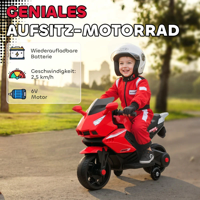 Electric Motorcycle for Children with Horn, Headlight and Music, 2.5 km/h, Red - Image 4