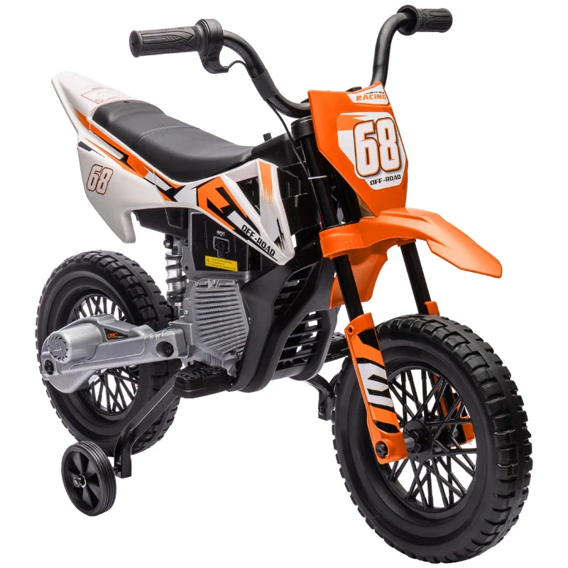 Electric Motorcycle for Children with Music and Training Wheels, 12V, Orange - Image 8