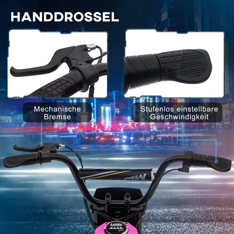 Electric Motorcycle for Kids, 24V Horn, Light, Twist-Grip Throttle, Pink - Image 4