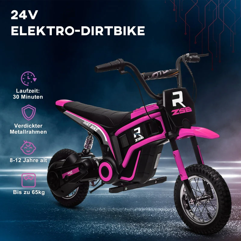 Electric Motorcycle for Kids, 24V Horn, Light, Twist-Grip Throttle, Pink - Image 6